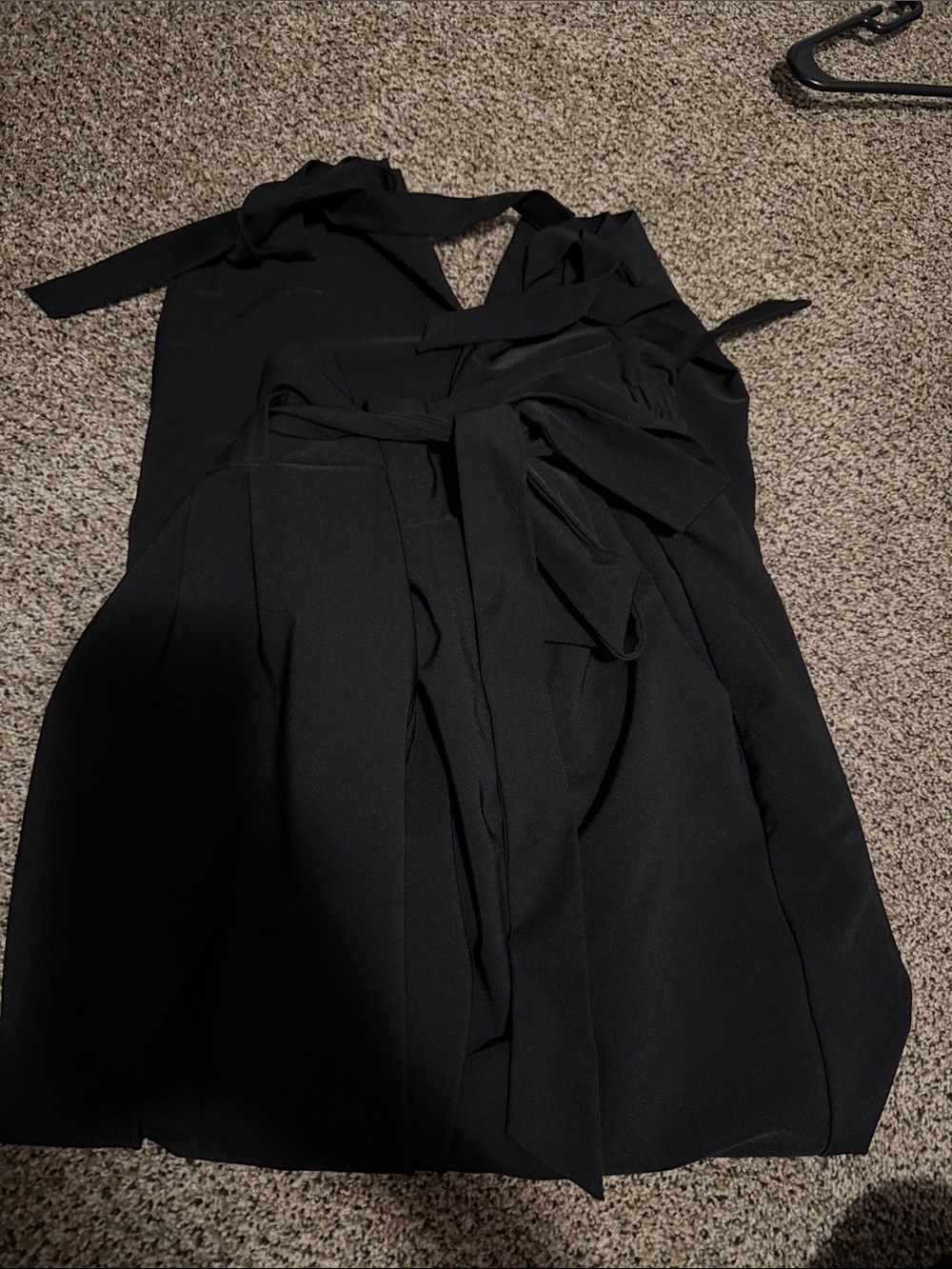 Black Women's Wrap Dress with Tie Waist